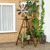 Outsunny Freestanding Windmill Weathervane with Bottom Shelf, Weather Vane with Windmill Head, Stained Wood - 2 of 4