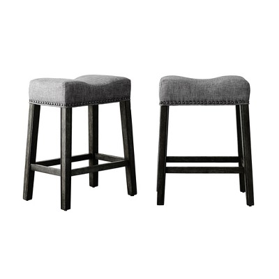 NicBex Dining Chairs Set of 2 Upholstered Chair Backless Saddle Seat Counter Stools, Fabric Accent for Kitchen, Bedroom, Tan