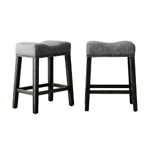 NicBex Dining Chairs Set of 2 Upholstered Chair Backless Saddle Seat Counter Stools, Fabric Accent for Kitchen, Bedroom, Tan - 1 of 4