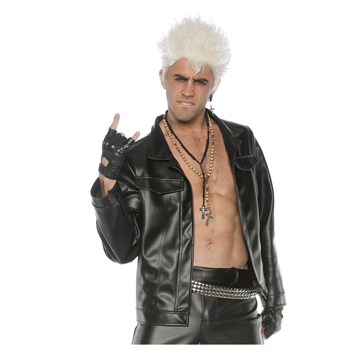 Faux Leather Rocker Jacket Adult Costume - thumbnail 5
