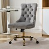 QingMoon Velvet Home Office Chair, Adjustable Swivel Desk Chair, Modern Ergonomic Computer Chair with Metal Base and Nailhead for Studio - 2 of 4