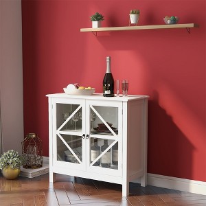 Sideboard Buffet Cabinet, Display Storage Cabinet With Double Framed Glass Doors, Cupboard Console Table - 1 of 4