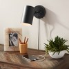360 Lighting Carla Modern Wall Lamp Black Plug-in 5" Light Fixture with USB Charging Port Pin Up Cylinder Down Shade for Bedroom Reading Living Room - 2 of 4