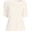 Lands' End Women's Elbow Sleeve Supima Cotton Boatneck T-Shirt - 3 of 3