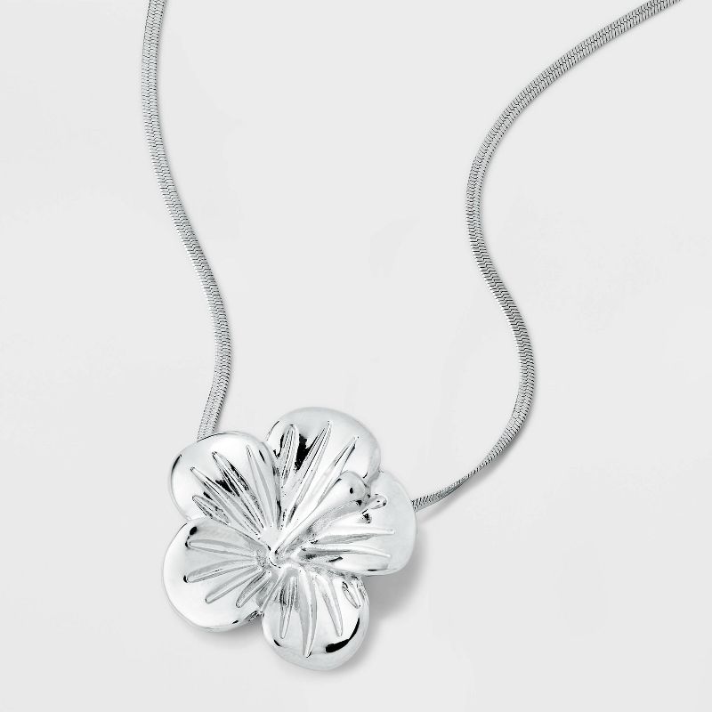Hibiscus Charm Necklace - Wild Fable&#8482; Silver, 1 of 6