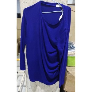 Round neck long sleeved pleated layered maternity top, non vacuum 96 # brown yellow BrownYellow_2XL - 1 of 1