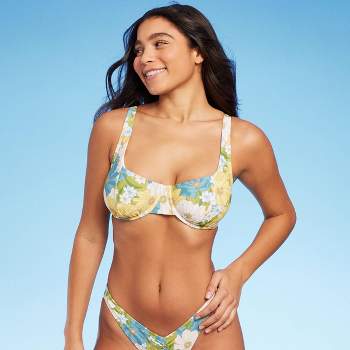 Women's Scoop Neck Bralette Bikini Top - Wild Fable™ Multi Tropical Print Xl  : Target