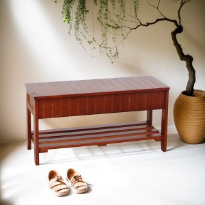 NicBex 35.5" Shoe Bench,Modern Ottoman with Storage Space and Open Shelf for Living Room,Entryway - 1 of 4