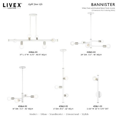 Bannister White Asymmetrical 3-Light LED Pendant