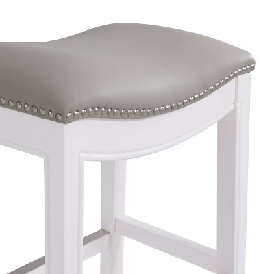 Williston 29'' White Leather Saddle Style Bar Stool