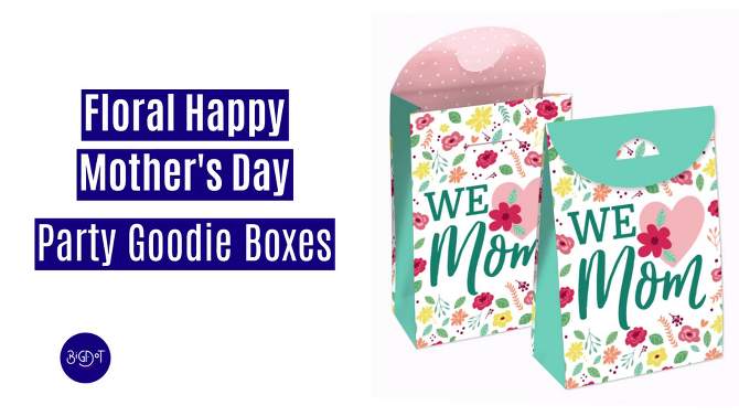 Big Dot of Happiness Colorful Floral Happy Mother's Day - We Love Mom Gift Favor Bags - Party Goodie Boxes - Set of 12, 2 of 10, play video