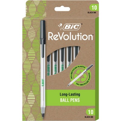 BiC 10pk Ballpoint Pens ReVolution Stic Black Ink