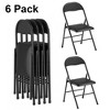 VECELO Upholstered Folding Chairs Set of 4/6, Metal Portable with Soft PU Padded Seats for Office or Kitchen, Black - 2 of 4