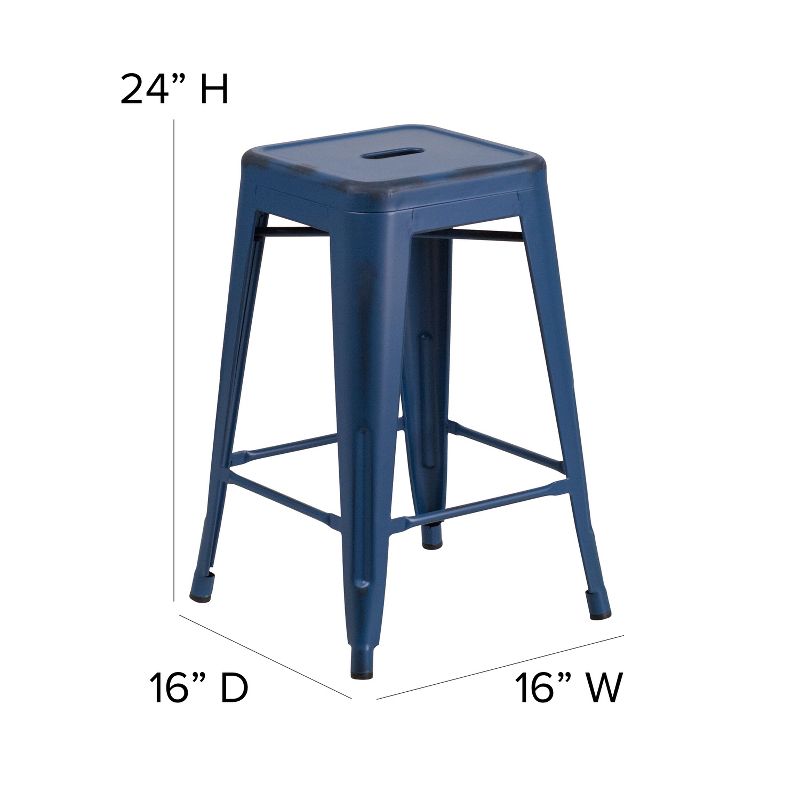 Merrick Lane Metal Stool with Powder Coated Finish and Integrated Floor Glides, 6 of 10
