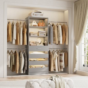 Aheaplus 4-9Ft Closet System with 4 Wooden Drawers and 4 Rods - 1 of 4
