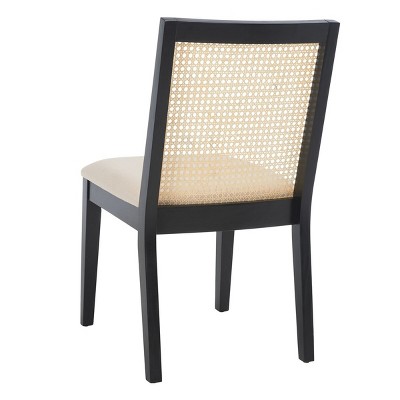 Levy Black Wood and Rattan Dining Side Chair Set