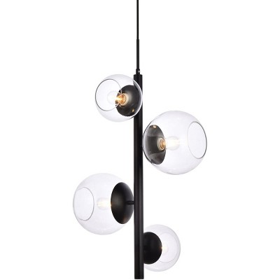 Black and Clear Glass Globe Iron Pendant Light