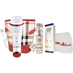 LINSAY Ultra-Sonic Facial & Body cleansing Brush with Temperature control Super SPA Bundle with Potent Anti-Aging Serum USB Cable Headband & Bag - 1 of 4
