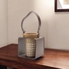 HomeRoots 7" Natural And Brown Distressed Lattice Iron And Wood Tabletop Lantern Candle Holder - 2 of 4