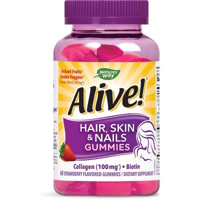 Nature's Way Alive Hair Skin Nails Gummy - Strawberry - 60ct