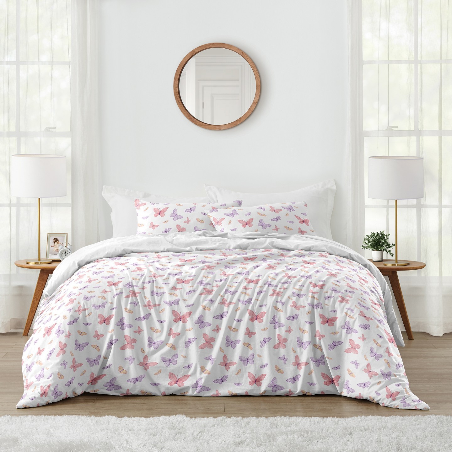 Постельное бельё Sweet Jojo Designs Full/Queen Comforter Bedding Set Butterfly Blush Pink and Purple 3pc для девочек, цвет: Пудровый — фото 1