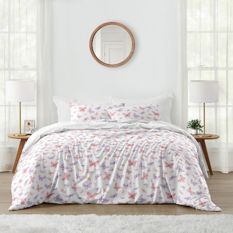 Sweet Jojo Designs Girl Full/Queen Comforter Bedding Set Butterfly Blush Pink and Purple 3pc