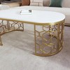 TIRAMISUBEST Modern Oval Coffee Table with Cut-Out Pattern Metal Stainless Steel Frame, Center Table Cocktail Table for Living Room - 3 of 4