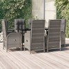 vidaXL 7 Piece Patio Dining Set with Cushions - Black/Gray Poly Rattan - Adjustable Backrest, Tempered Glass Table - 2 of 4
