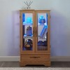 Lighted Glass Curio Display Cabinet with Adjustable Shelves - 2 Doors, 1 Drawer, LED Lights, Elegant Light Oak Finish - 3 of 4