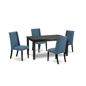 HomeStock 5-Pc Black Finish Solid Wood Top - Dining Room Set with High Back - Seats 4 - 1 of 4