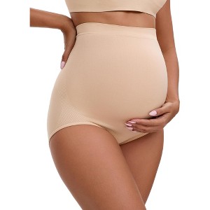 INSPIRE CHIC Women's High Waist Maternity Briefs Butt Lifter Seamless Comfortable Pregnancy Ladies Panties - 1 of 4