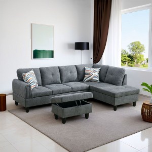 Chenille Velvet Sofa, Three-Piece Set for Living Room, Features Double-Layer Spring and Soft Comfort - 1 of 3