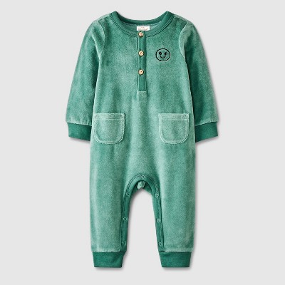 Image of Baby Velour Romper - Cat & Jack™ Green Newborn