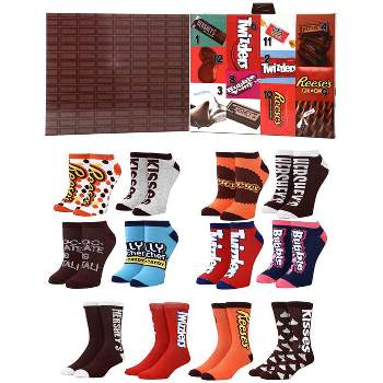 Bioworld Hershey's Men's 12 Delicious Days of Socks Crew and Ankle Adult Box Set Multicoloured