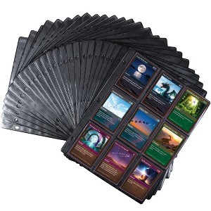 Monster 9 Pocket Trading Card Album Pages 25 Pack - Extra Strong Pockets- Fits Standard 3-Ring Binders w Anti-Theft Side-Loading Protector Sheets- for - 1 of 4