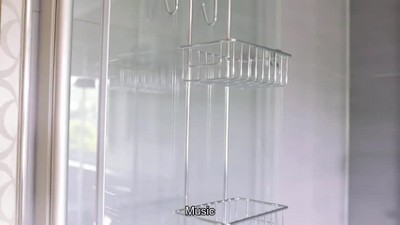 Bamodi 7 x 7 Shelf Stainless Steel Hanging Shower Caddy with Hooks -  2-Tier - Silver