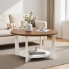 Bekrvio 31.5'' Round Coffee Table with Solid Wood Pine Legs, 2-Tier Boho Wood Coffee Table with Storage Shelf for Living Room - 3 of 4