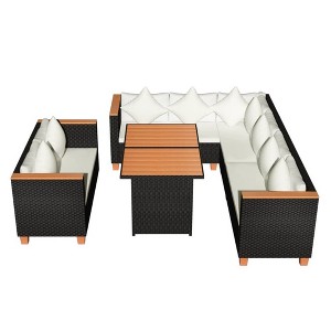 vidaXL Patio Furniture Set of 5 Black and Cream White Poly Rattan - 1 of 4