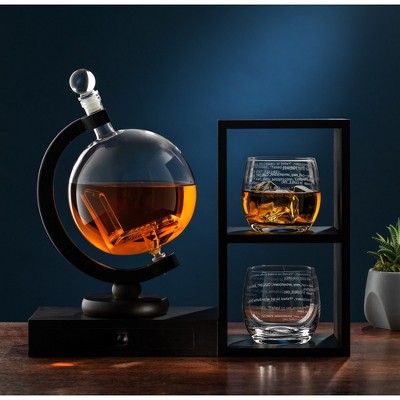 Joyjolt Executive Computer 3piece Whiskey Decanter & Glass Set 2