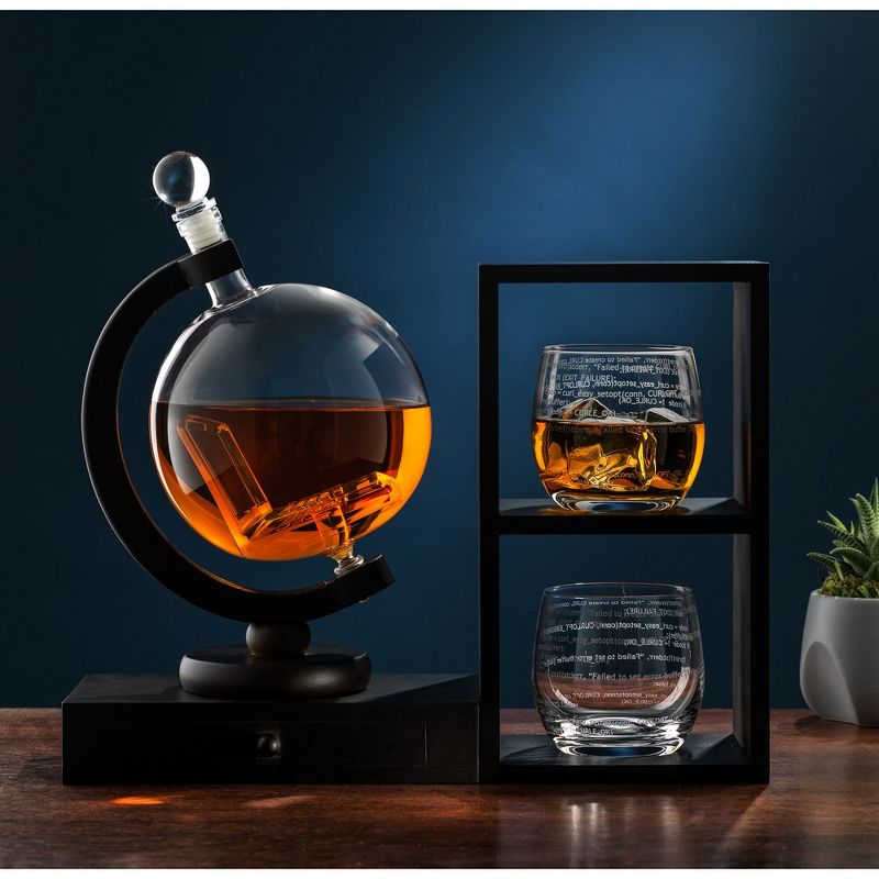 JoyJolt Executive Computer 3-Piece Whiskey Decanter & Glass Set - 2 Double Old Fashion Glasses & 1 Decanter, 5 of 6