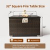 BAOURE 32-inch Square Dark Brown Wicker Propane Fire Pit Table, 50,000 BTU Outdoor Gas Fire Table with Glass Rocks & Tank Cover - 2 of 4