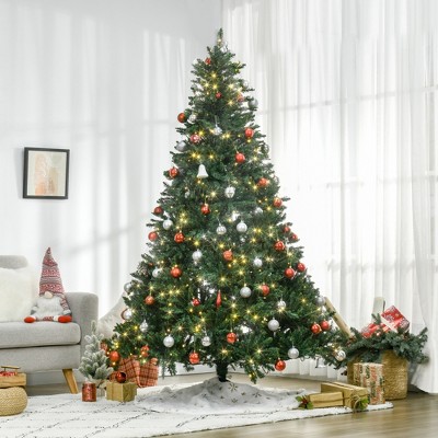 FURNIinspire Artificial Trees 7ft Prelit Christmas Tree With Realistic Branches, Sectioned Design, Christmas Decoration, Green, 56"*56"*82.8"