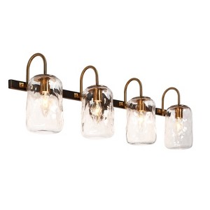 LNC Erharting Polished Gold and Ripple Glass Mason Jar Modern/Contemporary Vanity Lights, 1 Light/ 2 Light/3 Light/4 Light - 1 of 4