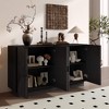 ORRD 4-Door Sideboard | Black Wood Cabinet with Semi-Circular Handles & Adjustable Shelves | Ideal for Dining, Kitchen & Living - 3 of 4