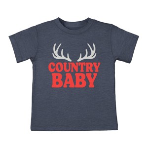 Country Baby Antlers Puff Print  - Toddler Short Sleeve Graphic T-Shirt - 1 of 4