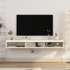 Floating TV Stand Wall Mounted with LED Lights & Charging Station, 65" Media Console for Living Room-3irtyhousy - 3 of 4