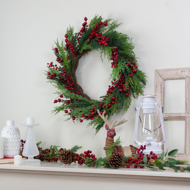 Northlight Mixed Pine and Berries Artificial Christmas Wreath - 26 inch, Unlit, 3 of 6