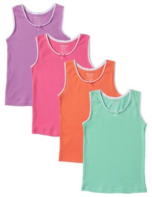 Sportoli Girls Ultra Soft 100% Cotton Tagless Cami Undershirts 4-Pack -  White - Size 9/10