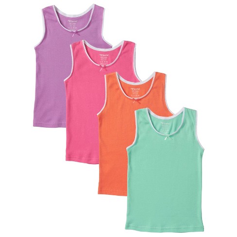 Sportoli Girls Ultra Soft 100% Cotton Tagless Tank Undershirts 4-Pack -  Assorted - Size 1/2