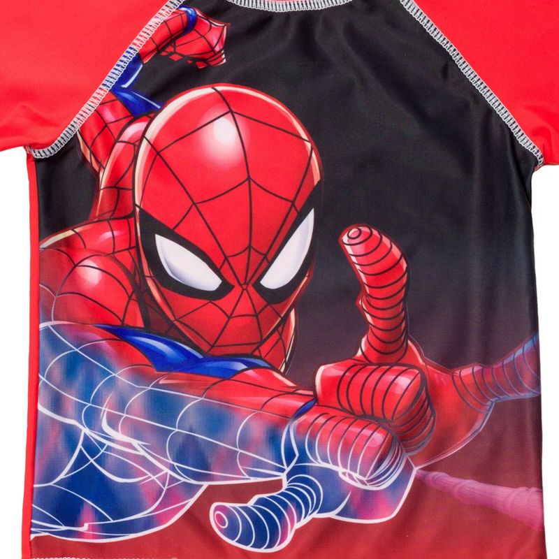 Marvel Avengers Spider-Man Hulk Black Panther Iron Man Thor Rash Guard Swim Shirt Little Kid to Big Kid, 2 of 6